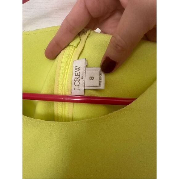 J. Crew Women's Scalloped Sleeveless Shift Dress Neon Yellow Size 8 - Picture 6 of 9